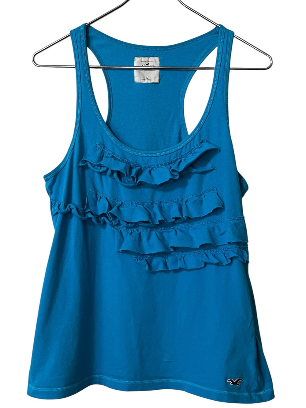 Hollister Y2K teal razor back ruffle tank top